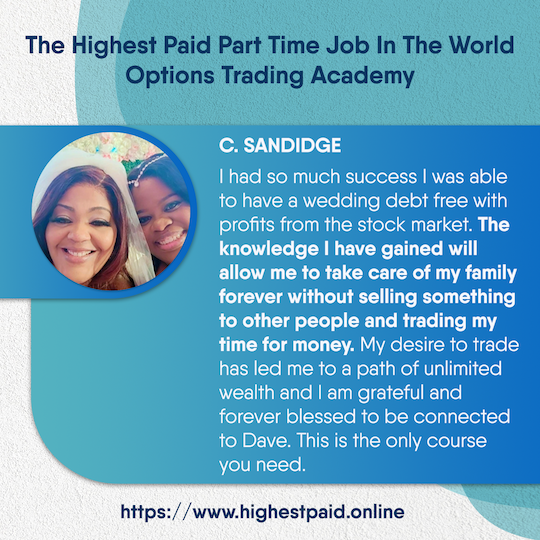 Customer testimonial graphic #5 - Student review emphasizing the life-changing impact of professional options trading training